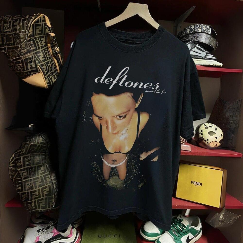 Deftones Around The Fur 1998 Tour Album Cover Black T-Shirt